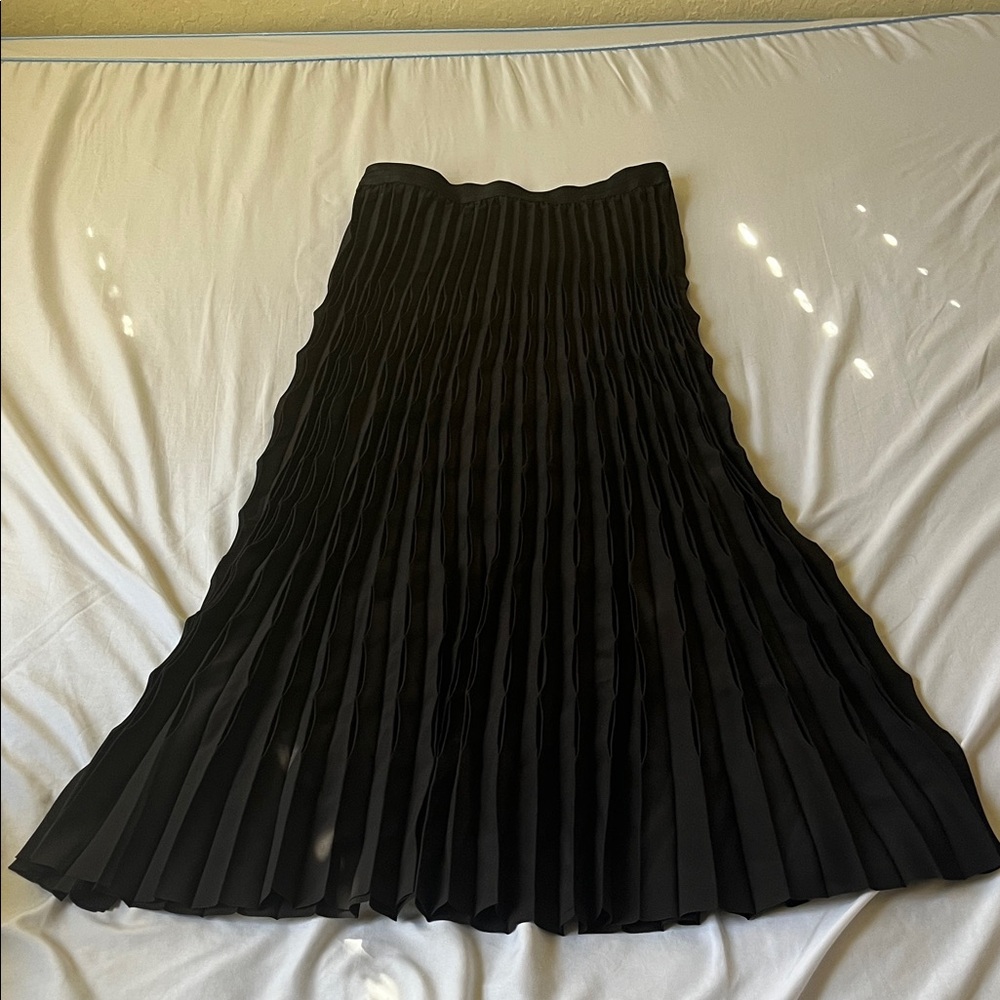Max Studio Black Midi Pleated Skirt